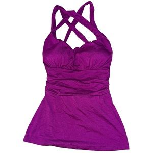 Bisou Bisou Michele Bohbot Purple Strappy Top Size Medium